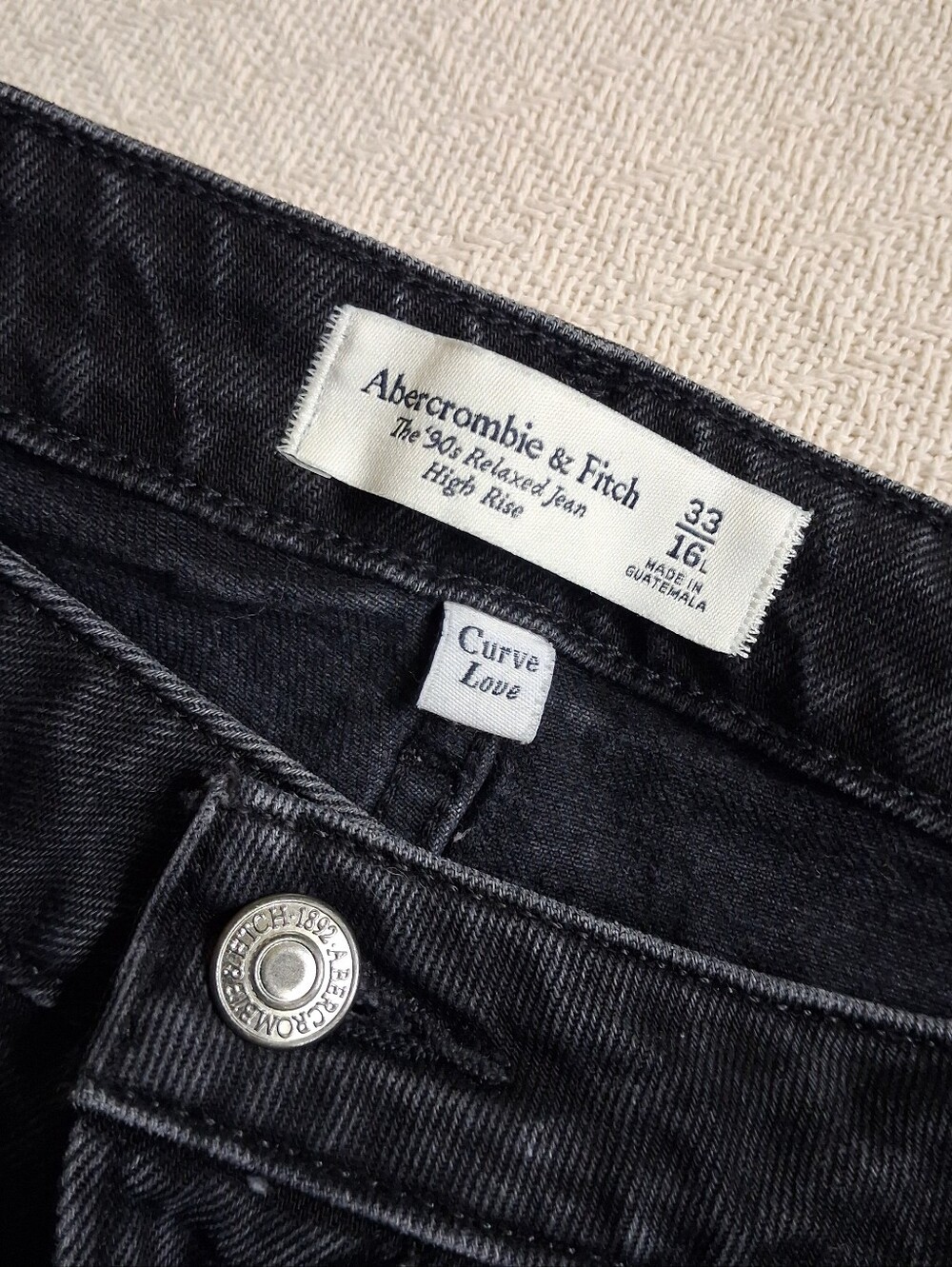 a&f ♡ curve love 90s relaxed high rise black jeans 33 16 long abercrombie - Picture 4 of 7